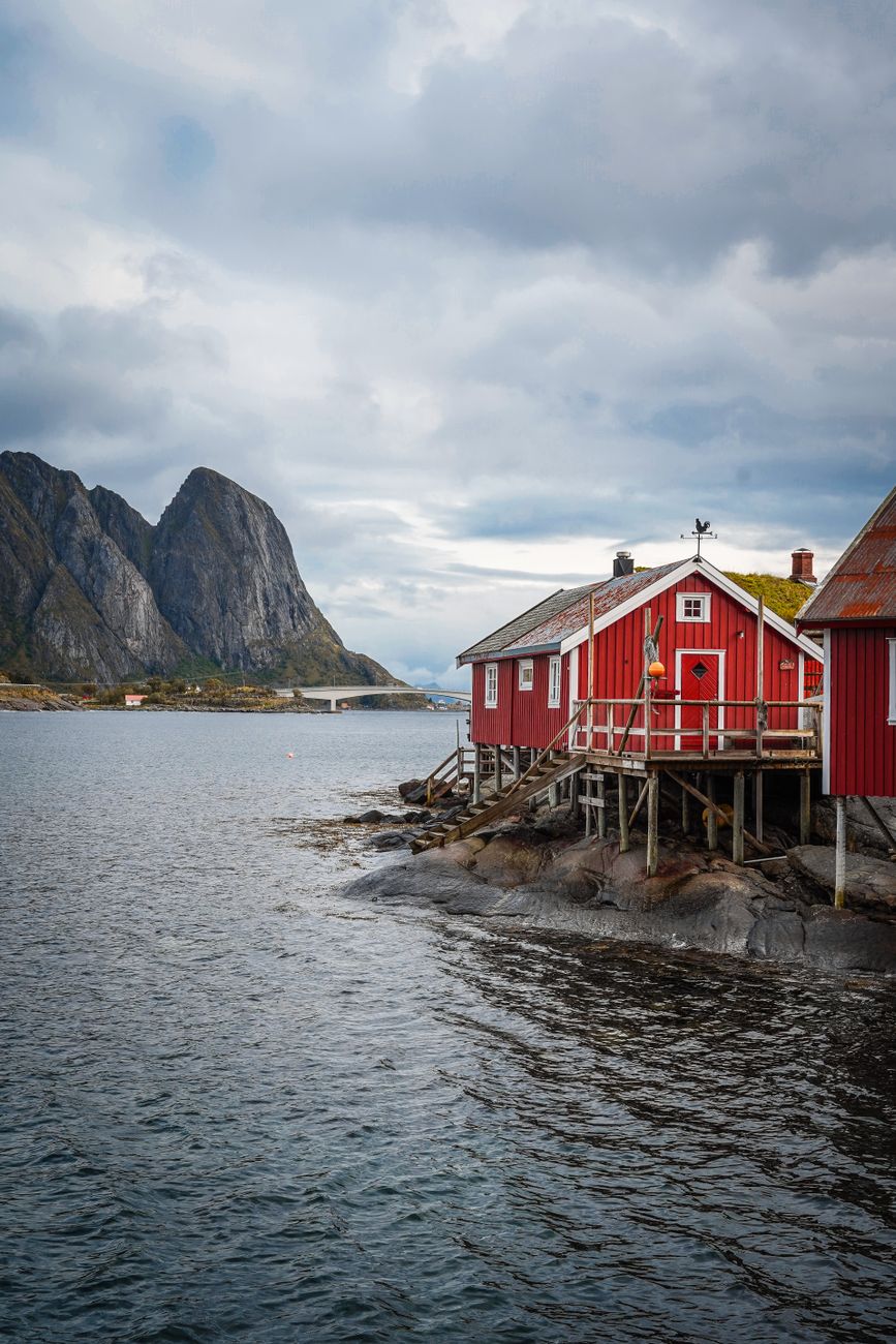 Scenic fjord dwelling in Lofoten